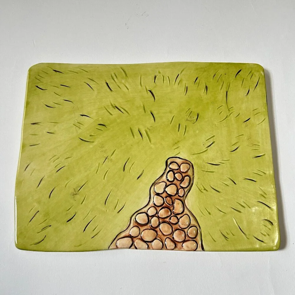 2006 Blue Sky Clayworks Ceramic Trivet Coaster Plate Pebble Path Grass Art Decor - Picture 1 of 10